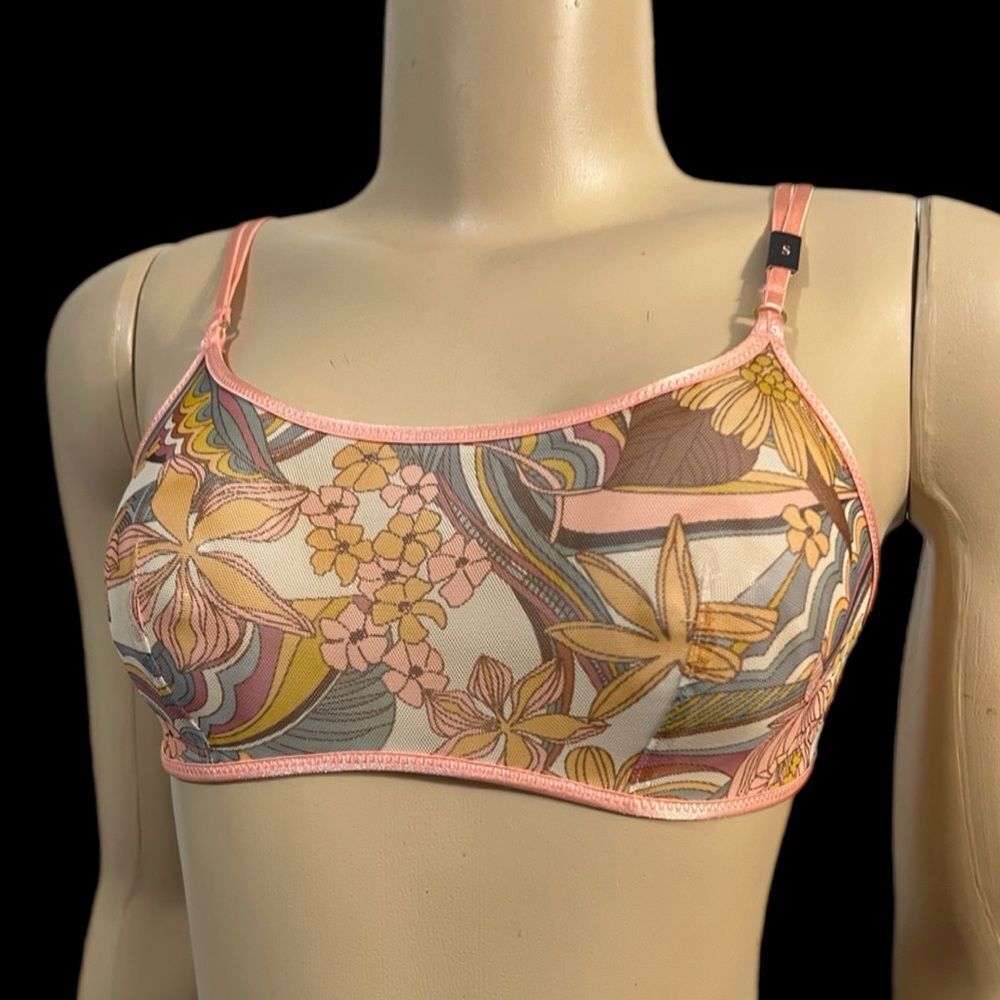 Victoria’s Secret Sexy Sheer Mesh Scoop Neck Unlined Bralette Bra multicolor S